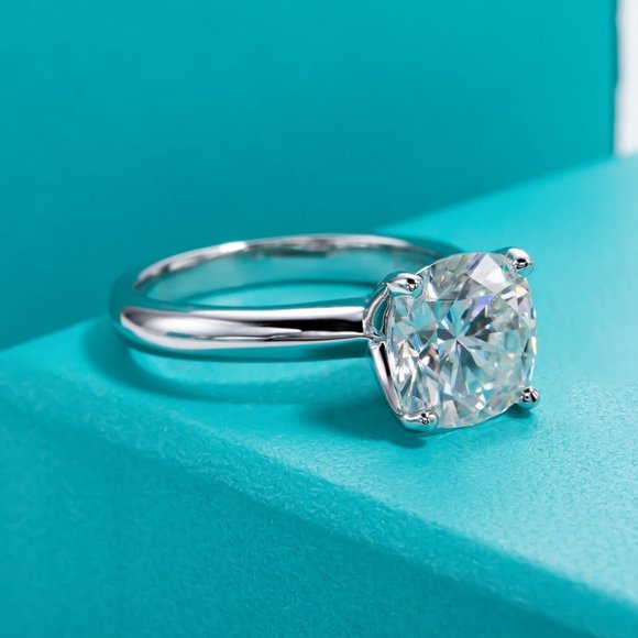 Certified 3.5 ct. t.w. Moissanite Diamond Cushion Cut Engagement Ring NEW - Picture 7 of 13